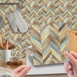 image-Imitation Wood Grain Tile Stickers 20x20cm PVC Modern Minimalist