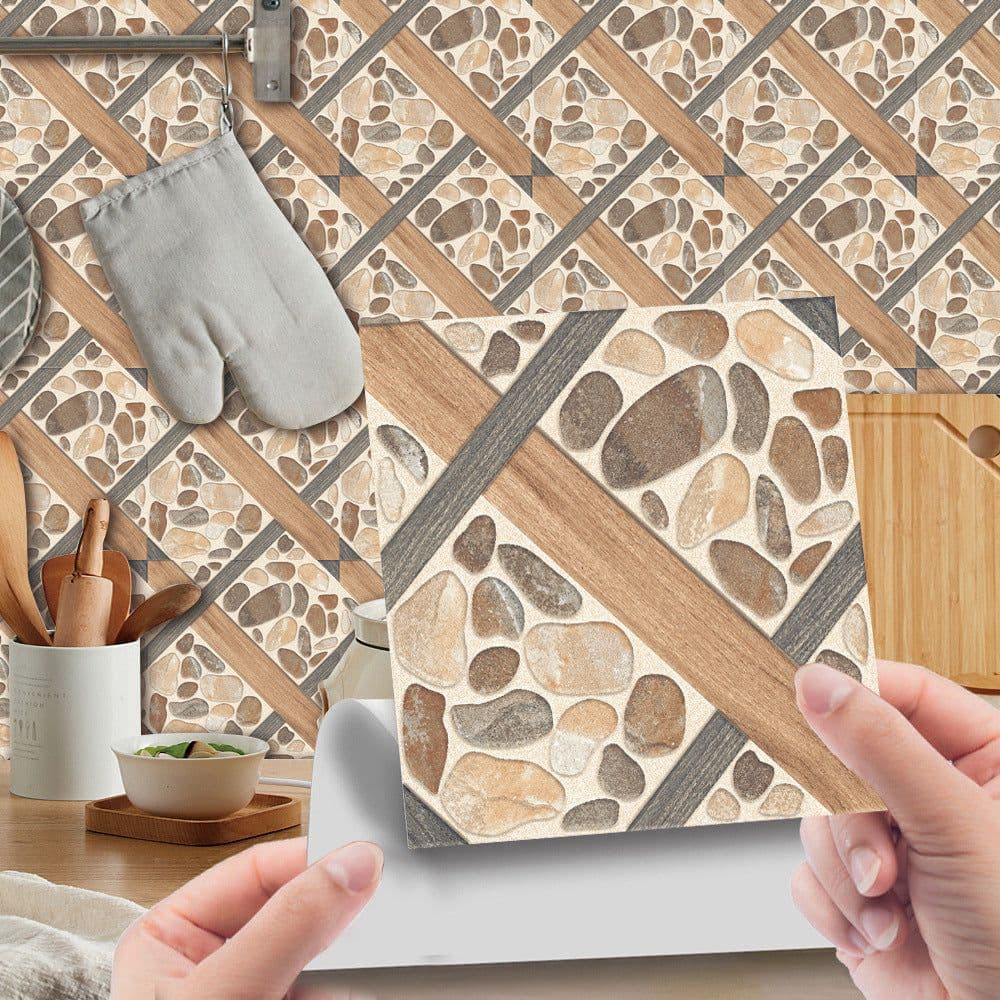 image-Imitation Wood Grain Tile Stickers 20x20cm PVC Modern Minimalist