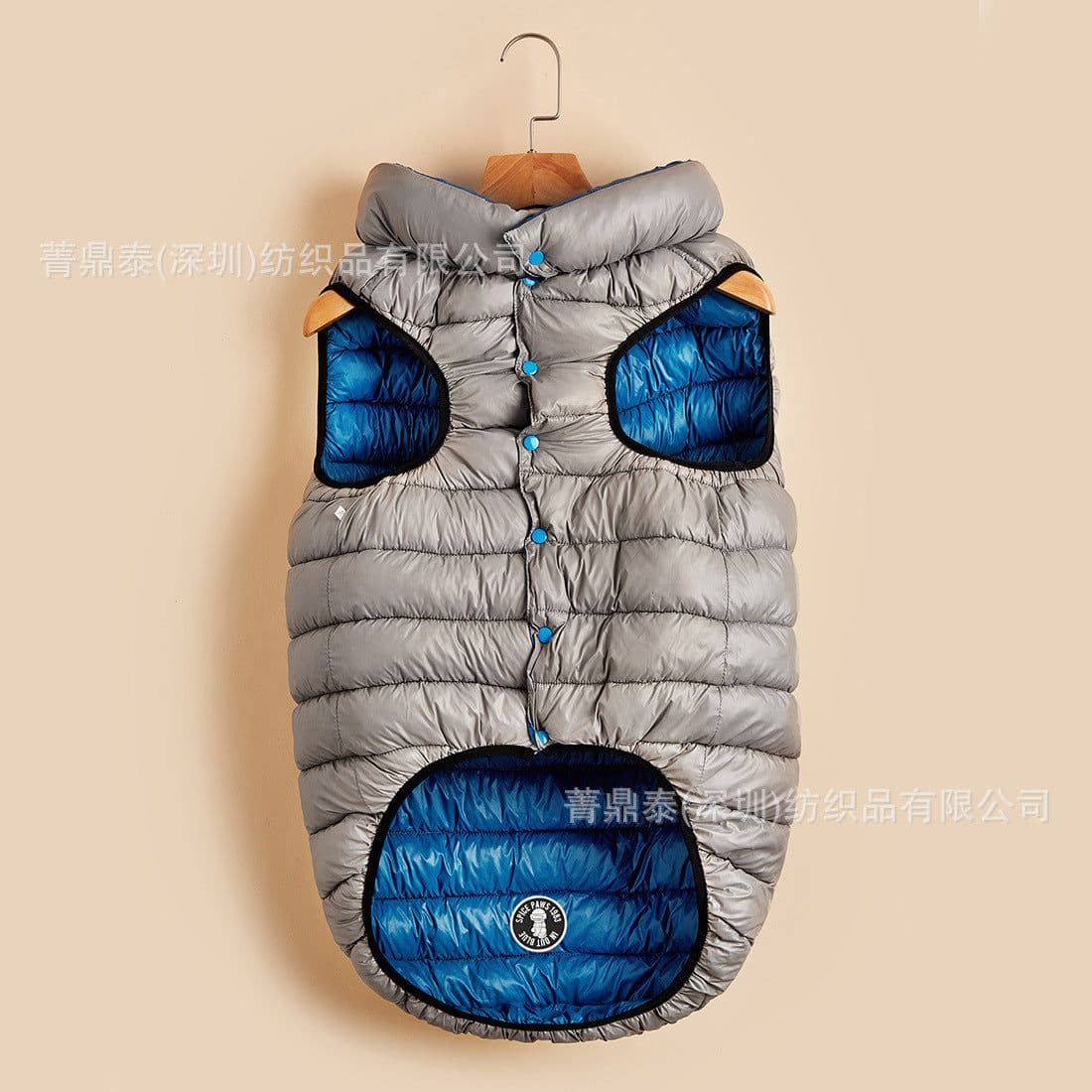 image-Winter Warm Down Cotton Dog Clothes Both Sides Wear Thickened Vest Nisi Woven Pet Manufacturer Direct Approval