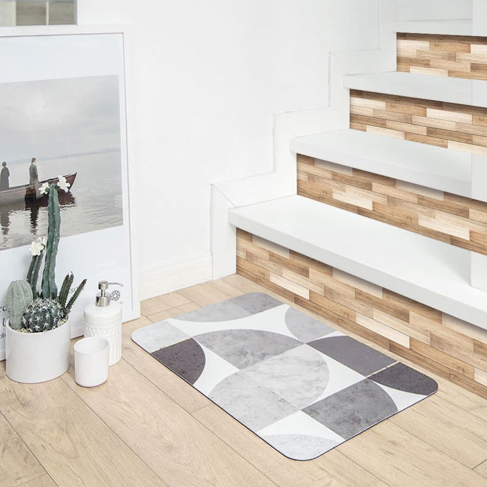 image-Imitation Wood Grain Tile Stickers 20x20cm PVC Modern Minimalist