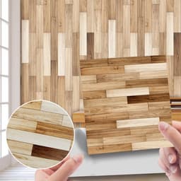 image-Imitation Wood Grain Tile Stickers 20x20cm PVC Modern Minimalist