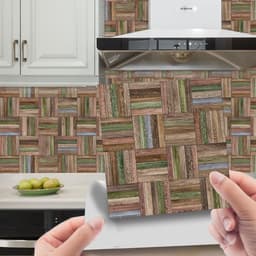image-Imitation Wood Grain Tile Stickers 20x20cm PVC Modern Minimalist
