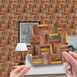 image-Imitation Wood Grain Tile Stickers 20x20cm PVC Modern Minimalist