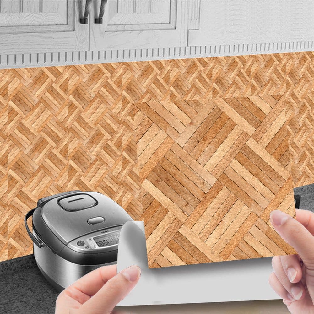 image-Imitation Wood Grain Tile Stickers 20x20cm PVC Modern Minimalist