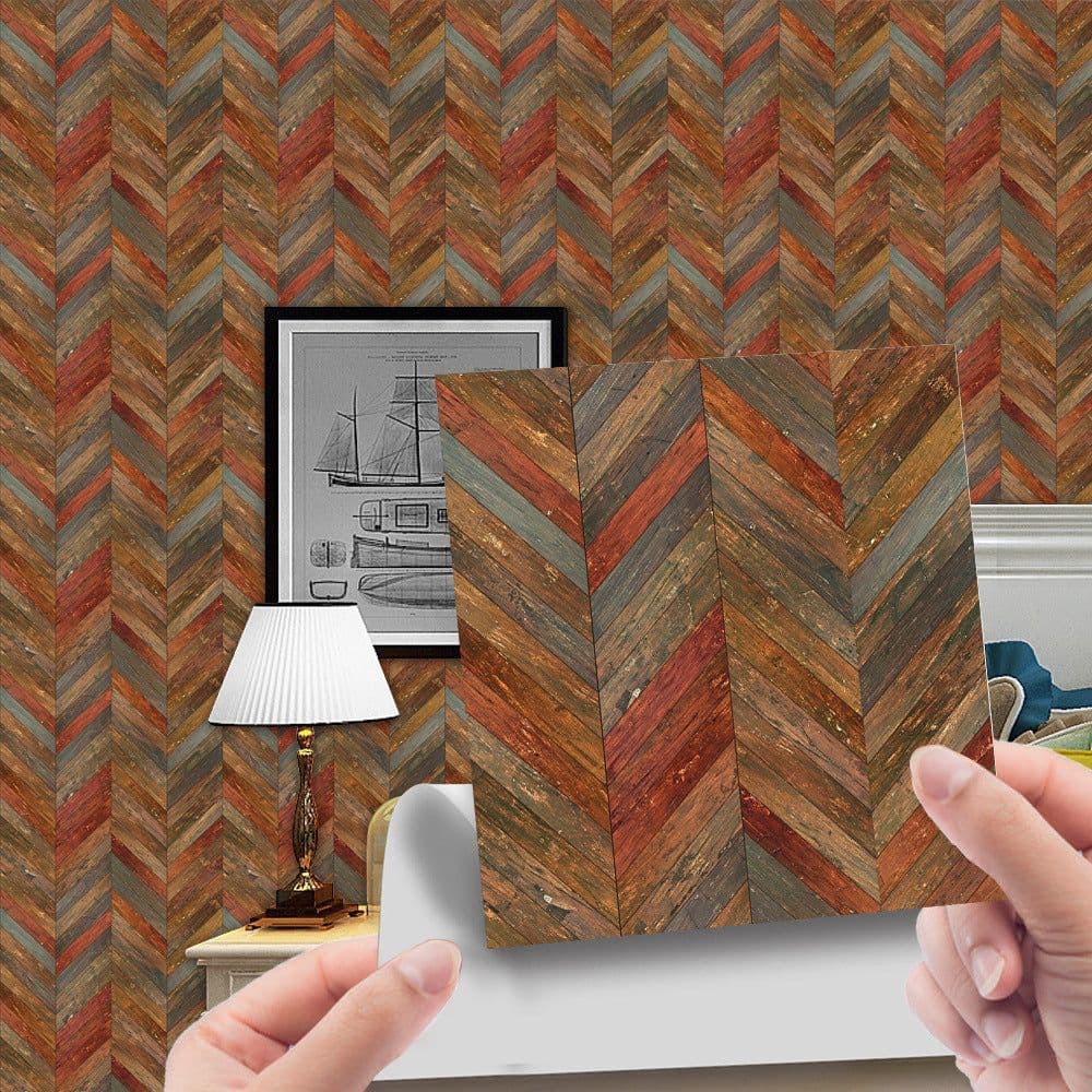 image-Imitation Wood Grain Tile Stickers 20x20cm PVC Modern Minimalist