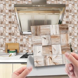 image-Imitation Wood Grain Tile Stickers 20x20cm PVC Modern Minimalist