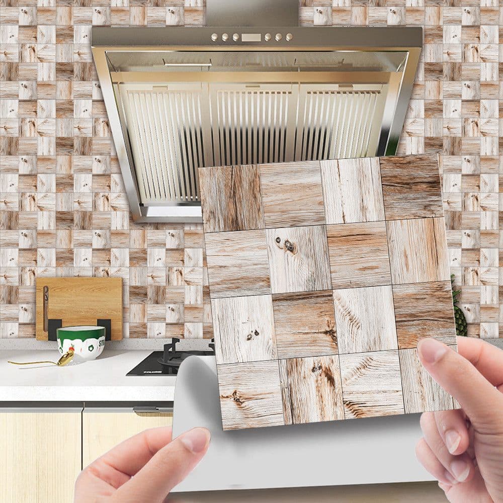 image-Imitation Wood Grain Tile Stickers 20x20cm PVC Modern Minimalist