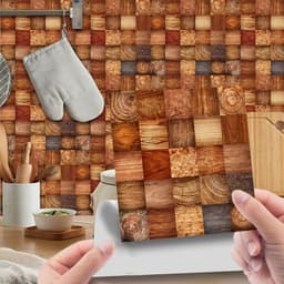 image-Imitation Wood Grain Tile Stickers 20x20cm PVC Modern Minimalist