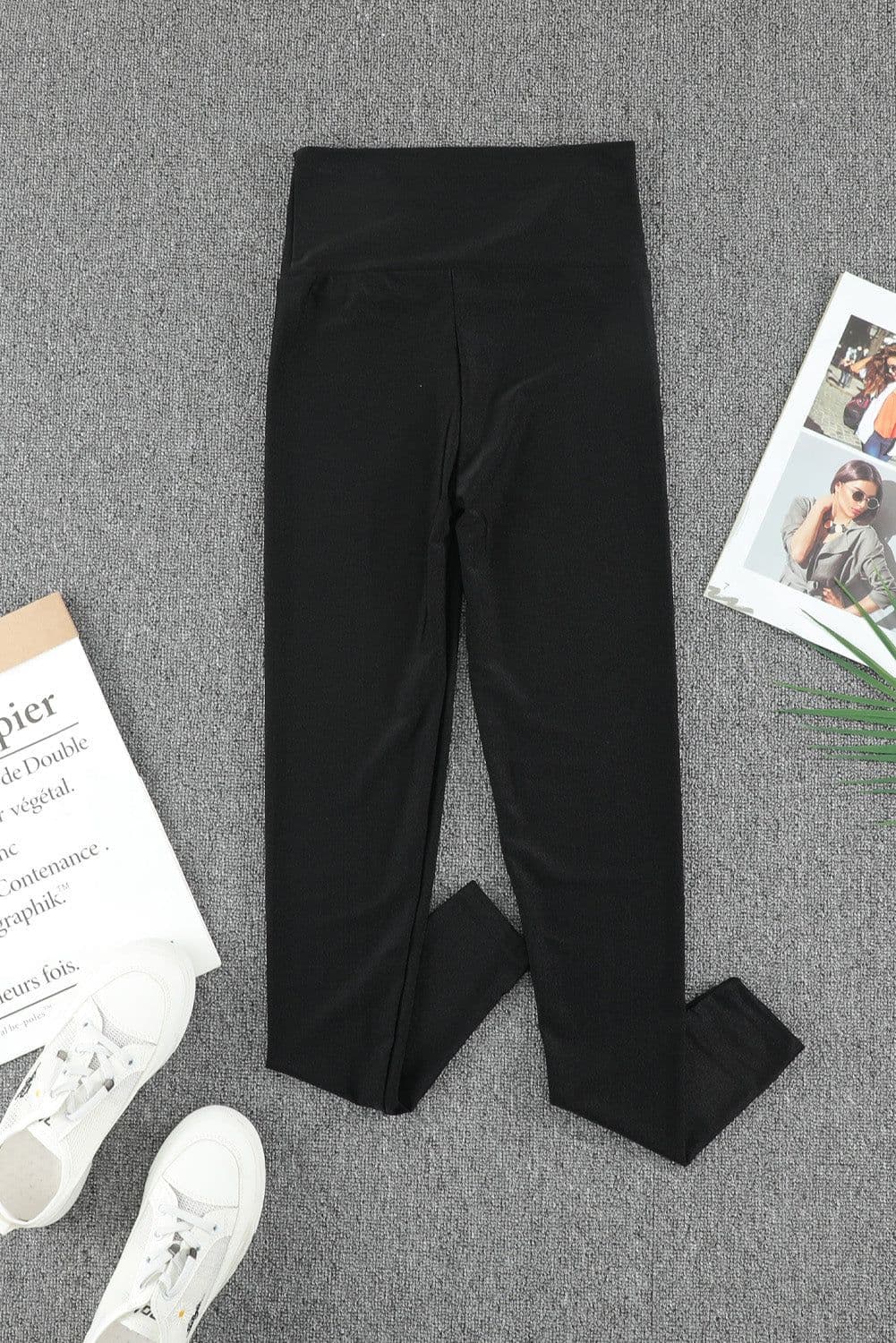 image-High Rise Tight Leggings with Waist Cincher - Black