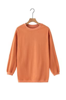 image-Strawberry Pink Ribbed Corded Oversized Sweatshirt