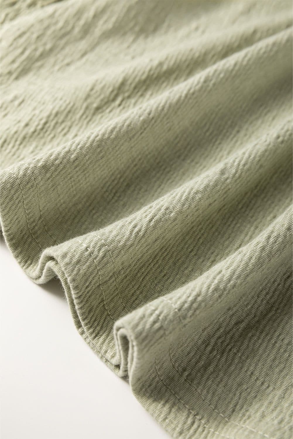 image-Laurel Green Textured Blouse - Round Neck Half Sleeve