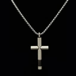 image-Stainless Steel Cross Pendant Necklace - Silver Hip Hop
