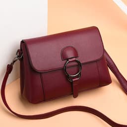 image-Women's Messenger Bag - PU Small Square Black