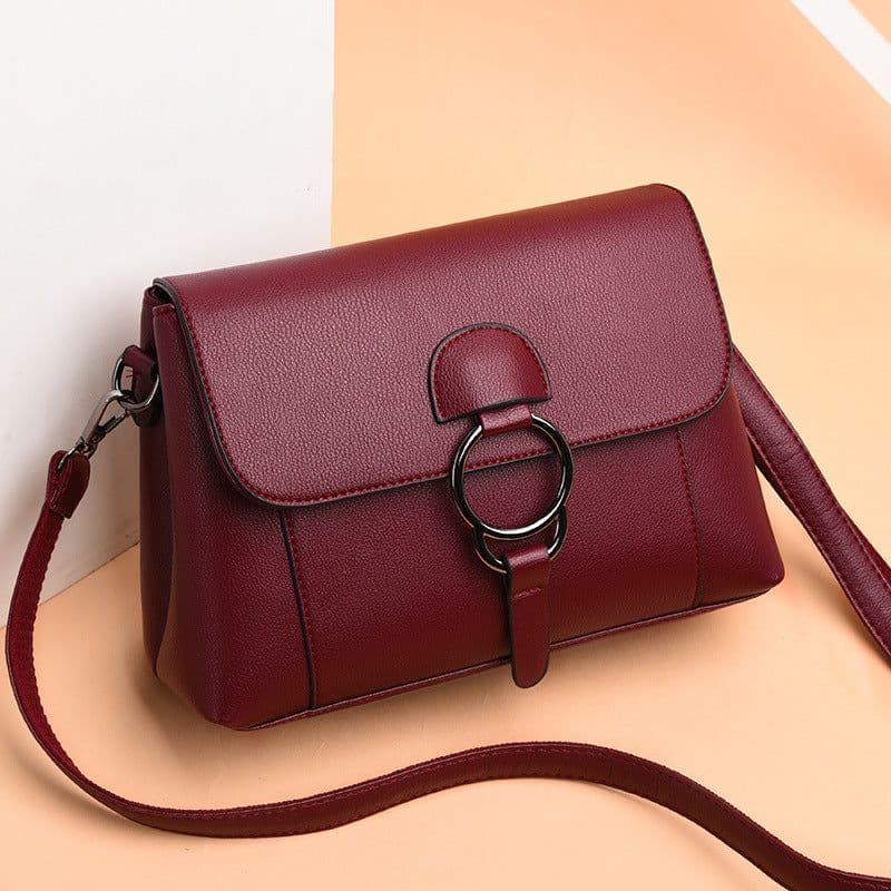 image-Women's Messenger Bag - PU Small Square Black