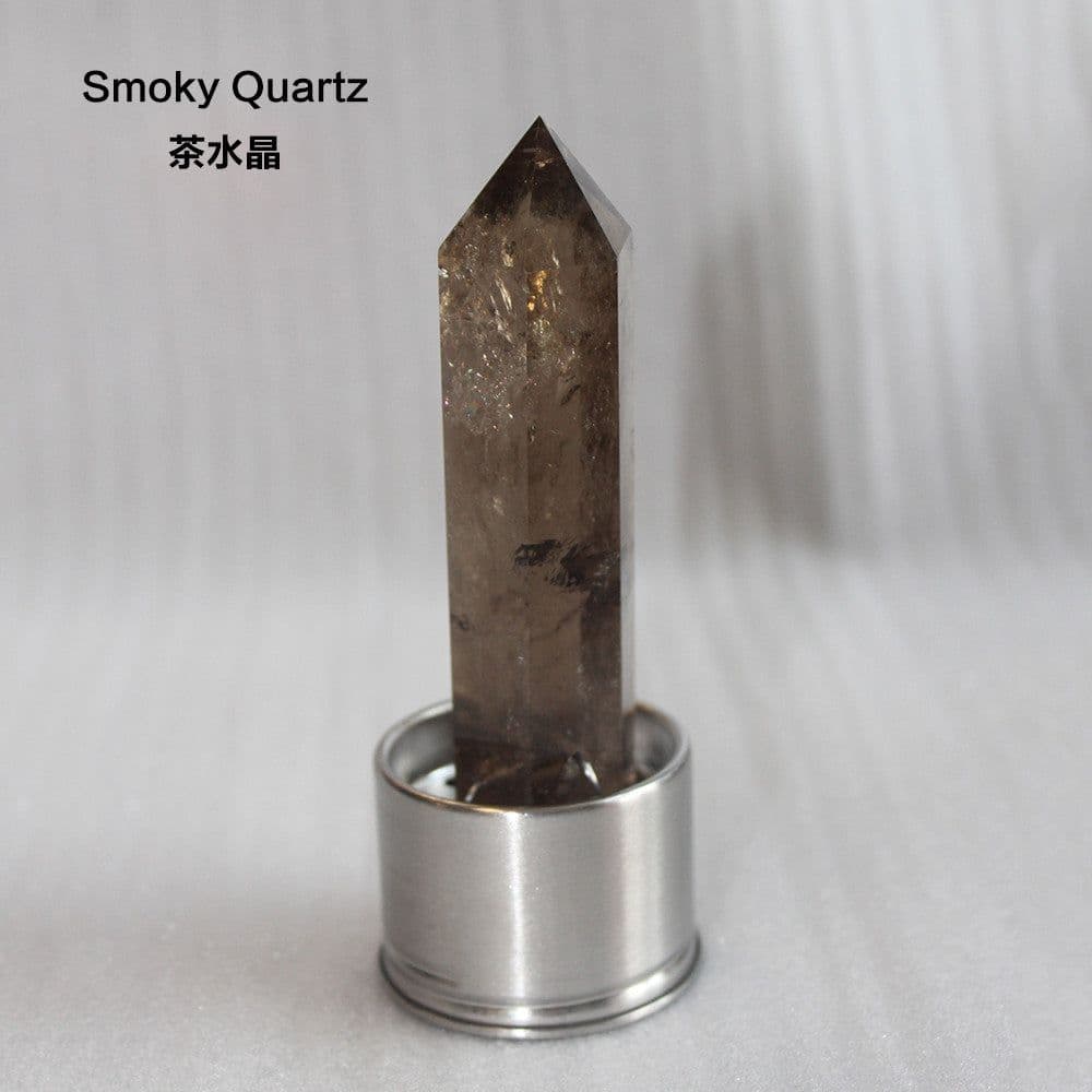 image-Natural Crystal Column Stone Quartz of Various Materials Magic wand heals energy stone point water cup bottel Ornament replace