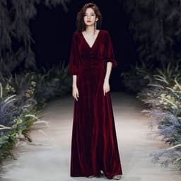 image-Evening Burgundy Fishtail Skirt 2023 Long Wedding Dress