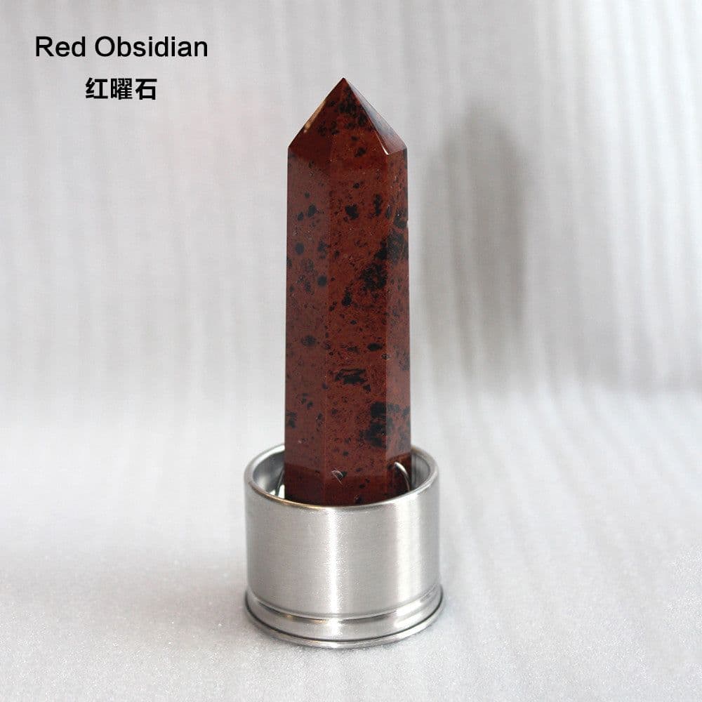 image-Natural Crystal Column Stone Quartz of Various Materials Magic wand heals energy stone point water cup bottel Ornament replace