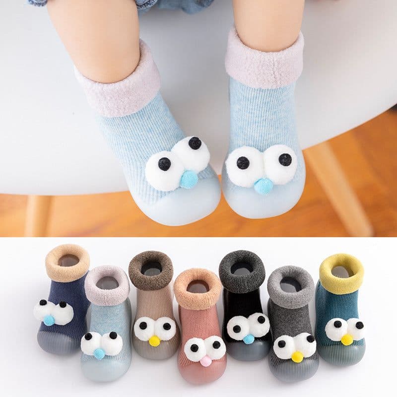 image-Toddler Slippers - Black Cotton Soft Sole