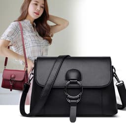 image-Women's Messenger Bag - PU Small Square Black
