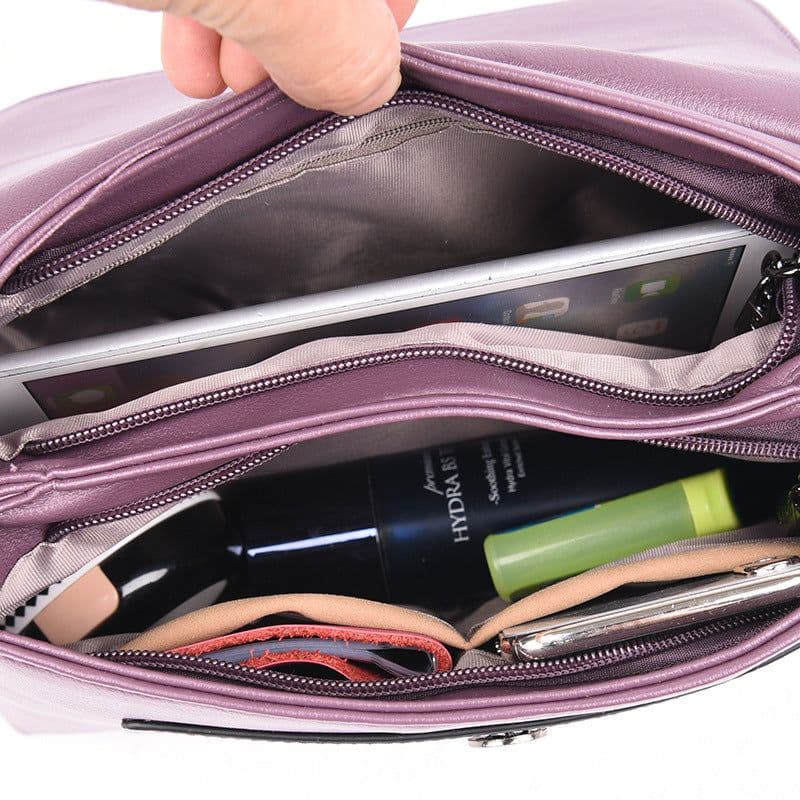 image-Women's Messenger Bag - PU Small Square Black