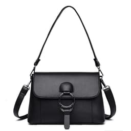 image-Women's Messenger Bag - PU Small Square Black