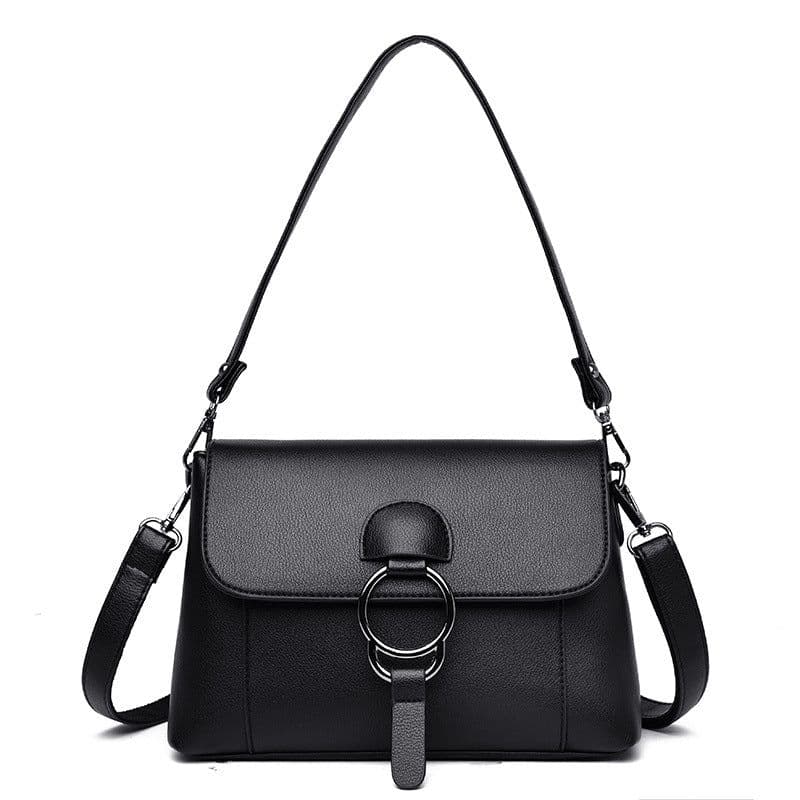 image-Women's Messenger Bag - PU Small Square Black