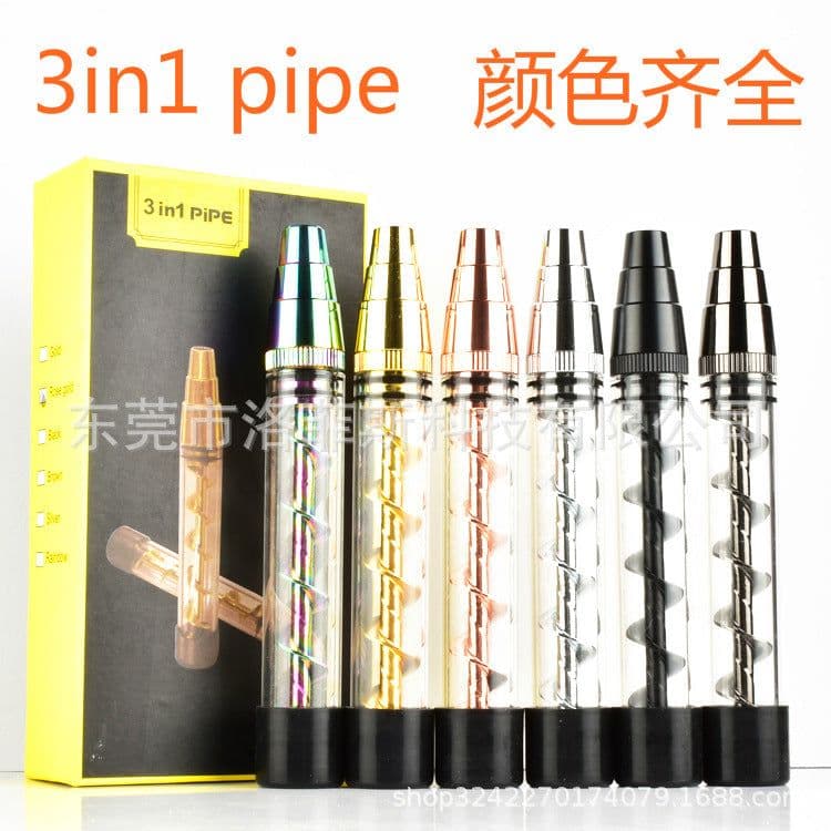 image-Wholesale Spiral Pipe 3in1 Glass Twisty Blunt Gold
