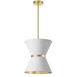 image-1LT Incand Pendant, AGB, GLD ring, WH/GLD Shade