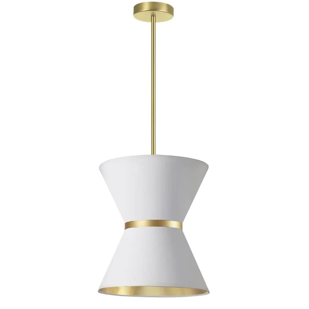 image-1LT Incand Pendant, AGB, GLD ring, WH/GLD Shade