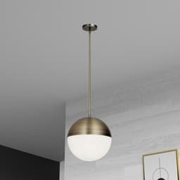 image-3LT Halogen Pendant, AB, WH Opal Glass