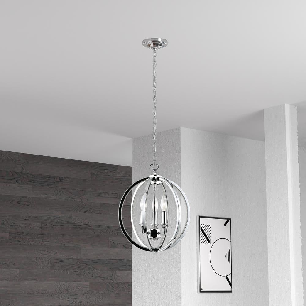 image-3LT Chandelier, Polished Chrome,Jeweled Accents