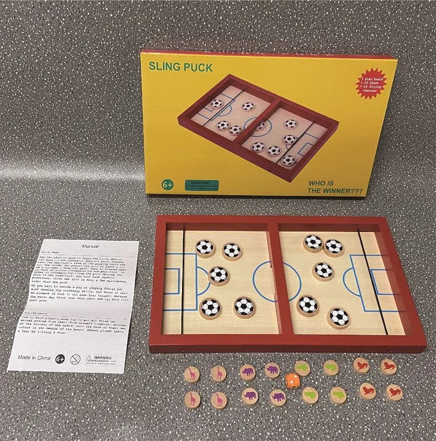 image-Wooden Bouncing Chess Set For Parent Child Bumper Catapult Desktop Ice Hockey