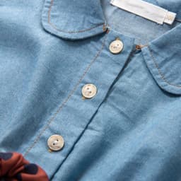 image-Girls Long-Sleeve Denim Dress with Polka Dot Belt