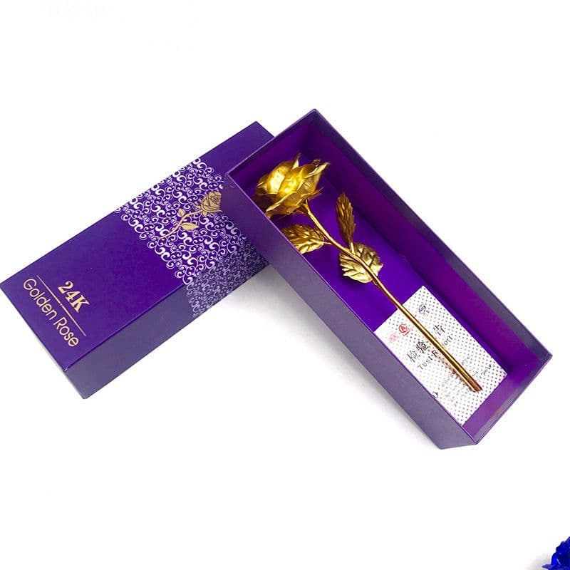 image-24K Luminous Color Gold Rose Flower Set