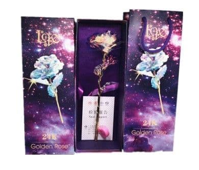 image-24K Luminous Color Gold Rose Flower Set