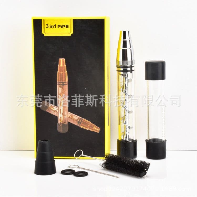 image-Wholesale Spiral Pipe 3in1 Glass Twisty Blunt Gold