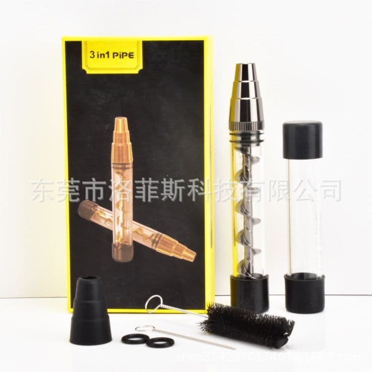 image-Wholesale Spiral Pipe 3in1 Glass Twisty Blunt Gold