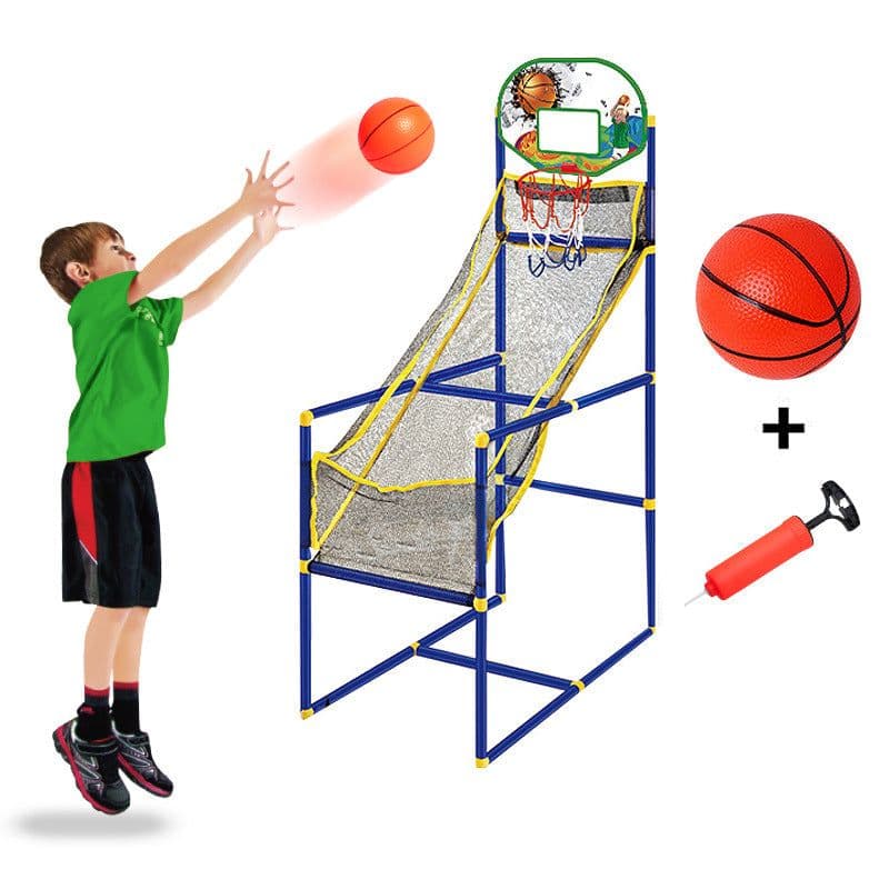 image-Kids' Portable Shooting Machine, Basketball Toy Indoor/Outdoor - Red, 1.49M Height