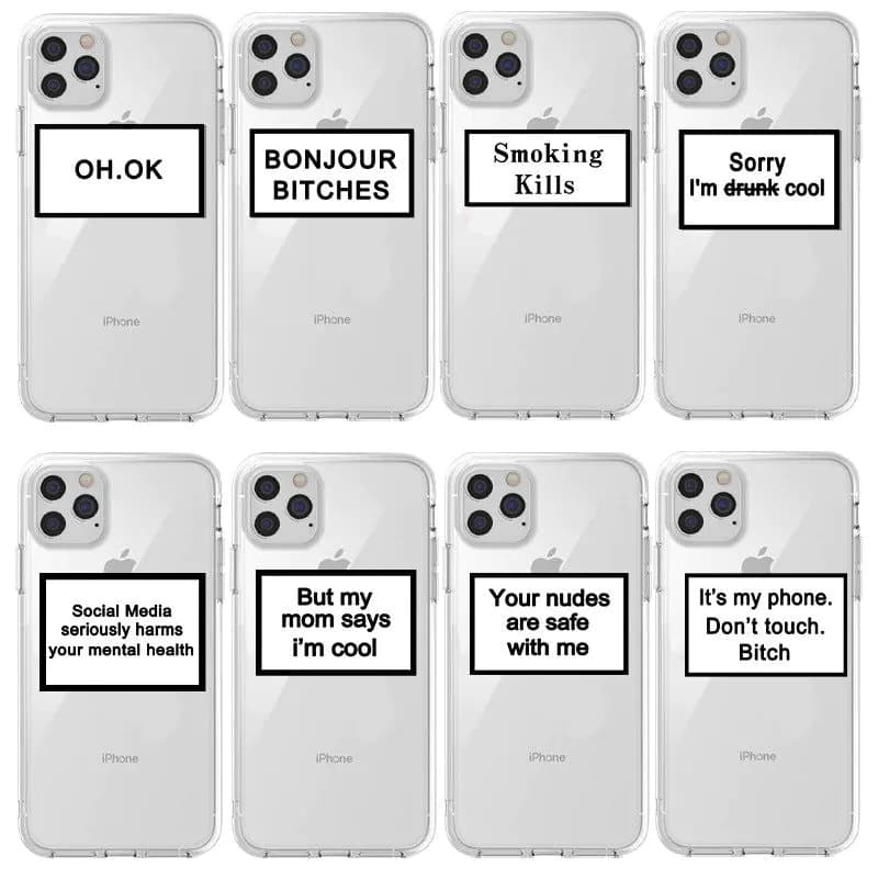 image-Cross-border exclusive trendy English sentences suitable for iphone15promax mobile phone case transparent TPU11 Apple Xs