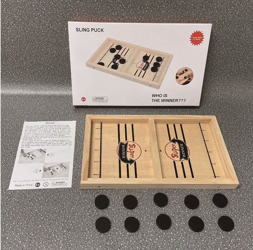 image-Wooden Bouncing Chess Set For Parent Child Bumper Catapult Desktop Ice Hockey