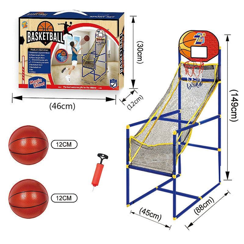 image-Kids' Portable Shooting Machine, Basketball Toy Indoor/Outdoor - Red, 1.49M Height