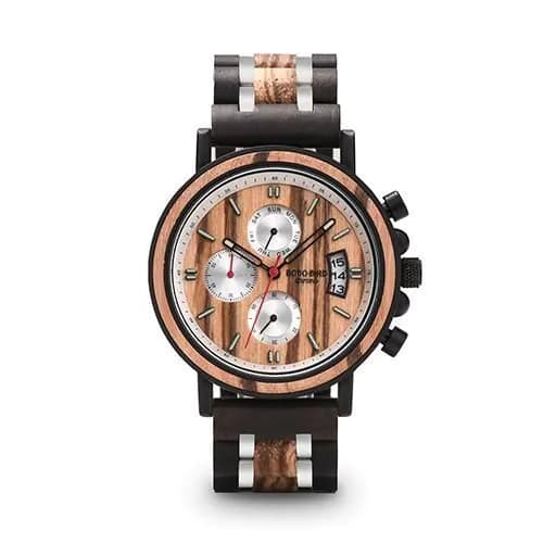 image-Multifunctional Solid Wood Quartz Watch