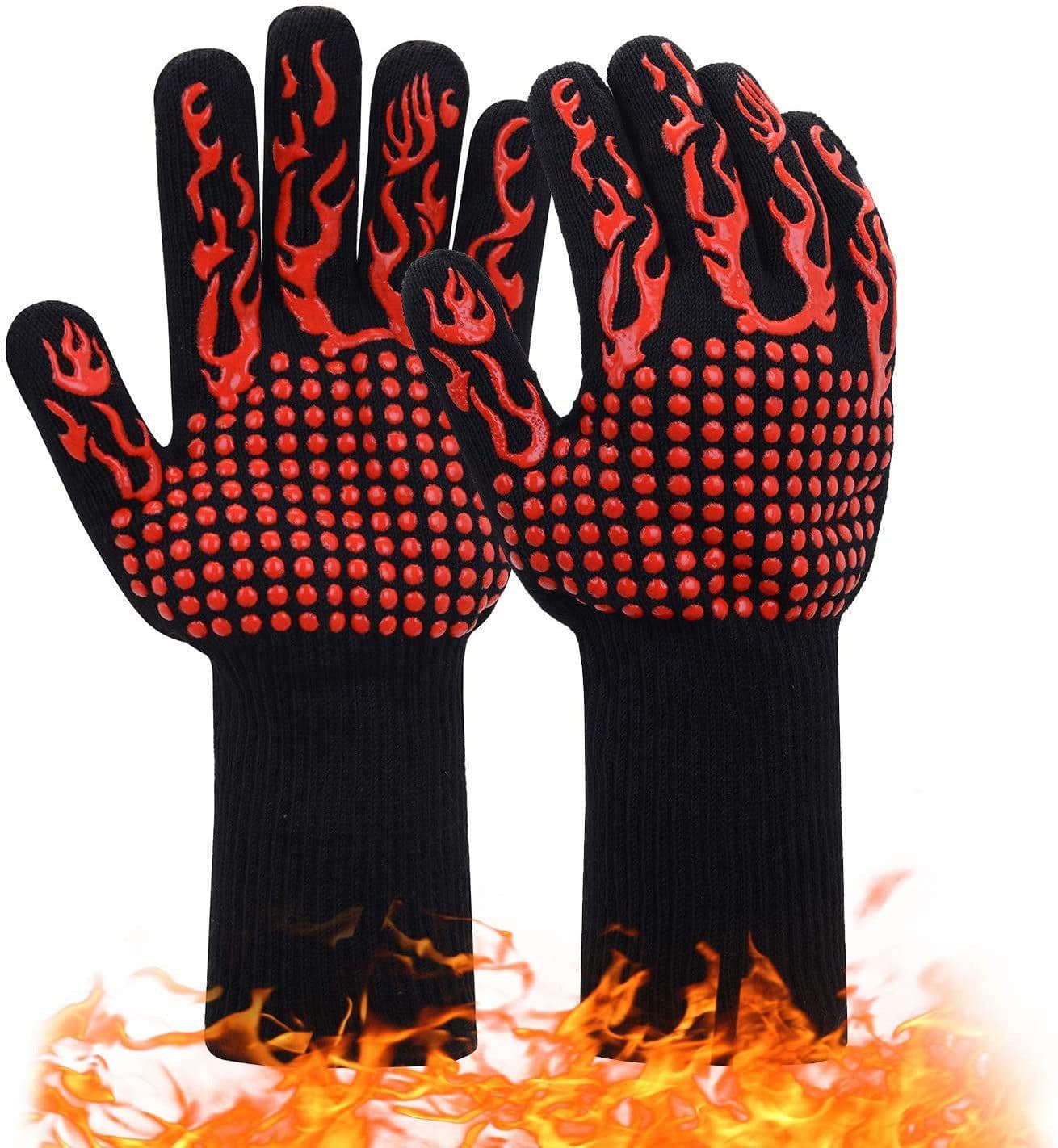 image-Fireproof BBQ Gloves - 800°F Heat Resistant Silicone