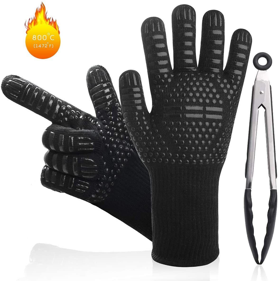 image-Fireproof BBQ Gloves - 800°F Heat Resistant Silicone