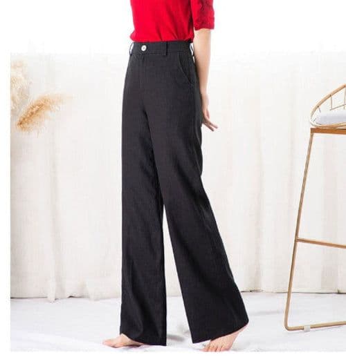 image-Women's High-Waist Thin Cotton Linen Drape Trousers - S-2XL