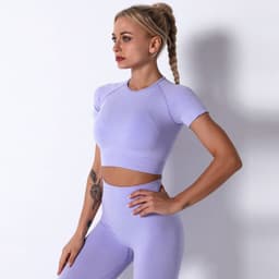 image-Nisha Women's Yoga Suit - Black Leggings Short Sleeve L