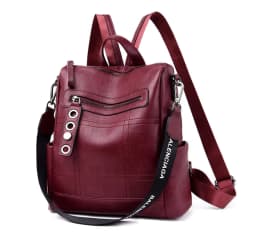 image-High Quality Solid Color Leather Backpack For Women