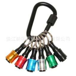 image-6-piece set of color key chain post, batch head post, mountaineering buckle set, 1/4 hexagonal handle drill bit storage post