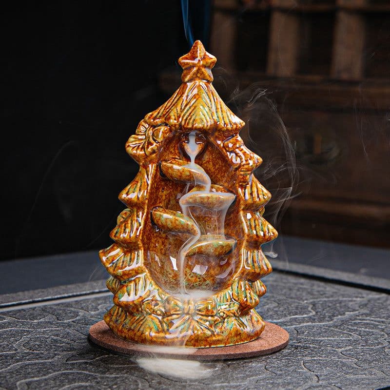 image-Cross-border products, ceramic backflow incense burner, both right and left, backflow smoke incense burner, send 50 incense sticks, send non-slip pads, large, medium and small
