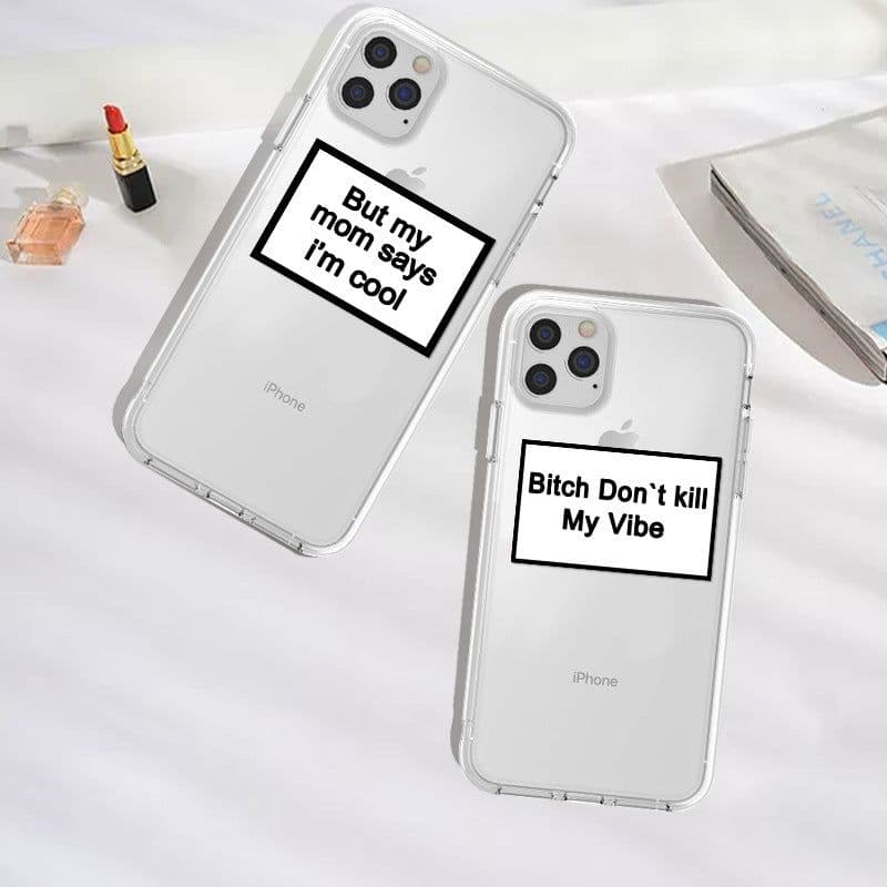 image-Cross-border exclusive trendy English sentences suitable for iphone15promax mobile phone case transparent TPU11 Apple Xs